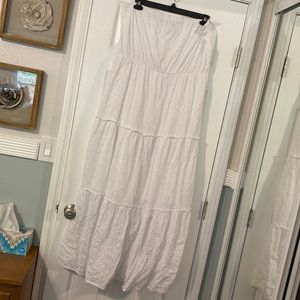 Old Navy Strapless White Eyelet Tiered Maxi Dress